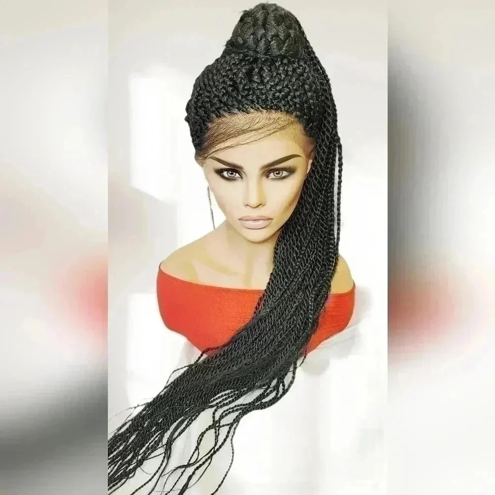 Braided lace wigs, 100% handmade NWOT, long braids, updo half ponytail # 1 - Picture 2 of 11